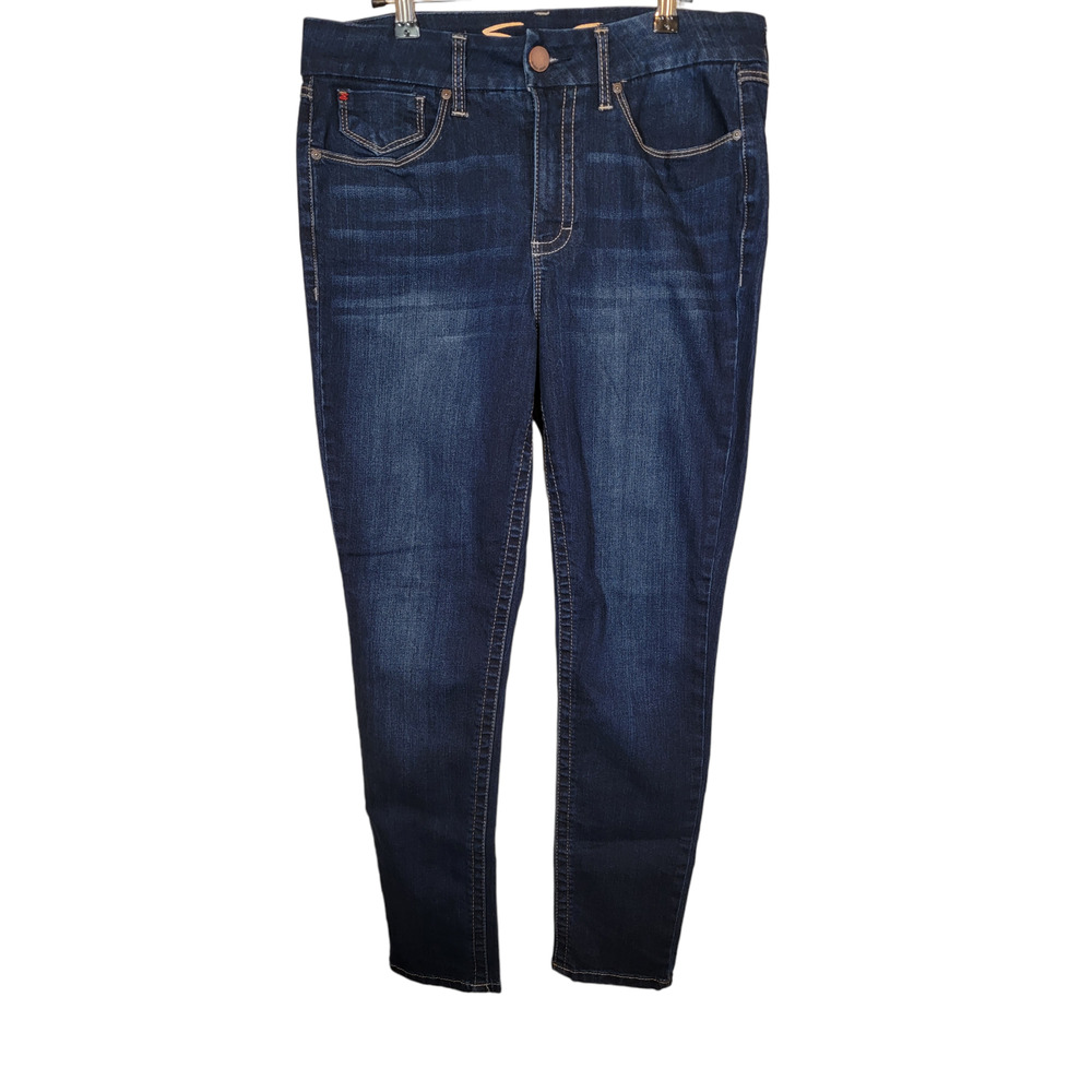 Seven7 Women's TummyLess High Rise Skinny Jeans Whiskering Blue Size 12